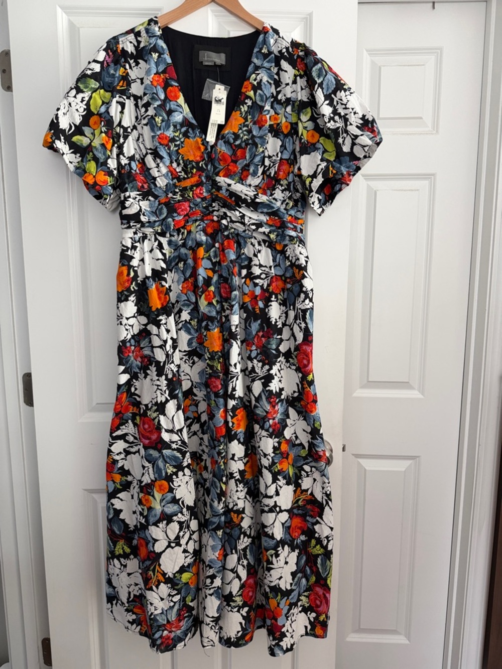 NWT Anthropologie Katerina Button Front Maxi Dress Black Floral Size 1X - Picture 2 of 13